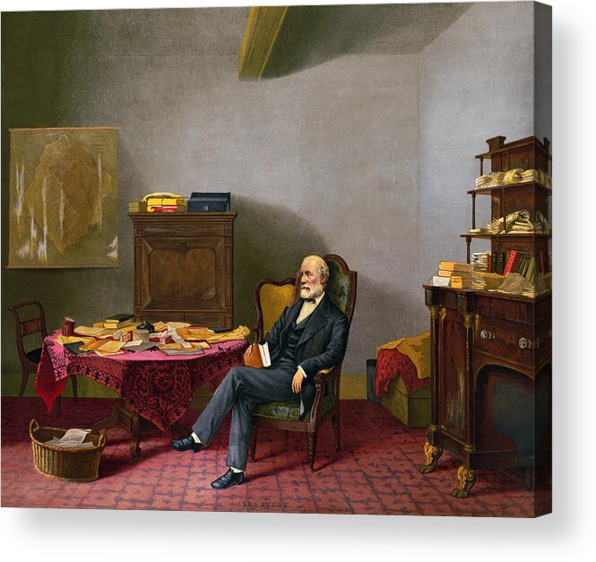 Robert Lee Acrylic Print featuring the painting General Lee In His Study by War Is Hell Store