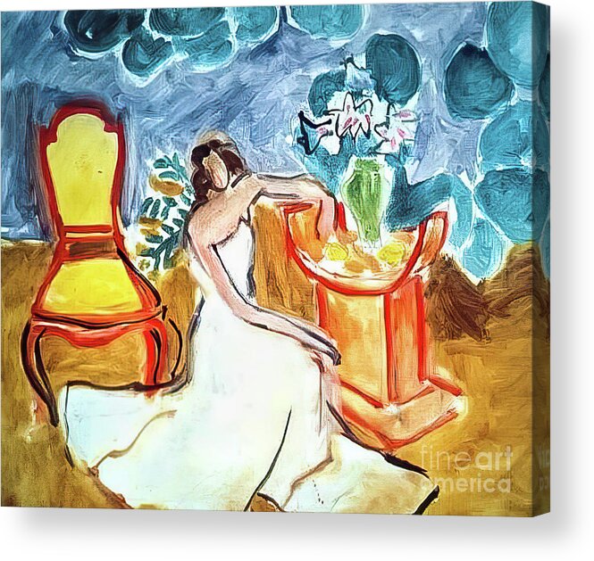 Girl Acrylic Print featuring the painting Girl in a White Dress by Henri Matisse 1941 by Henri Matisse