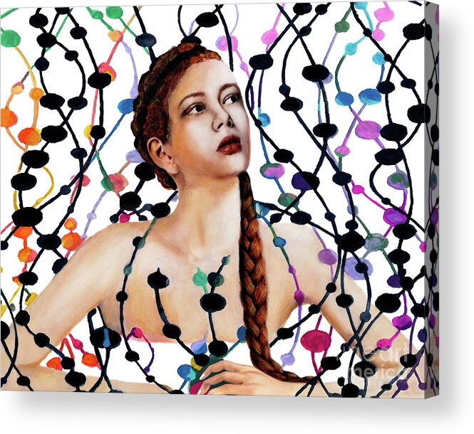 Denise Acrylic Print featuring the painting Girl with Beads by Denise Deiloh