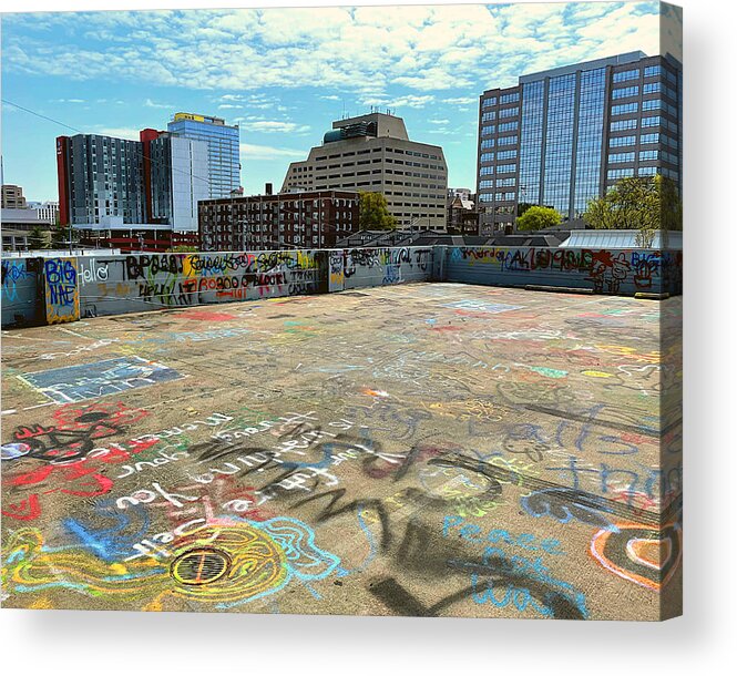 Graffiti Acrylic Print featuring the photograph Graffiti on the Top Deck by Lee Darnell