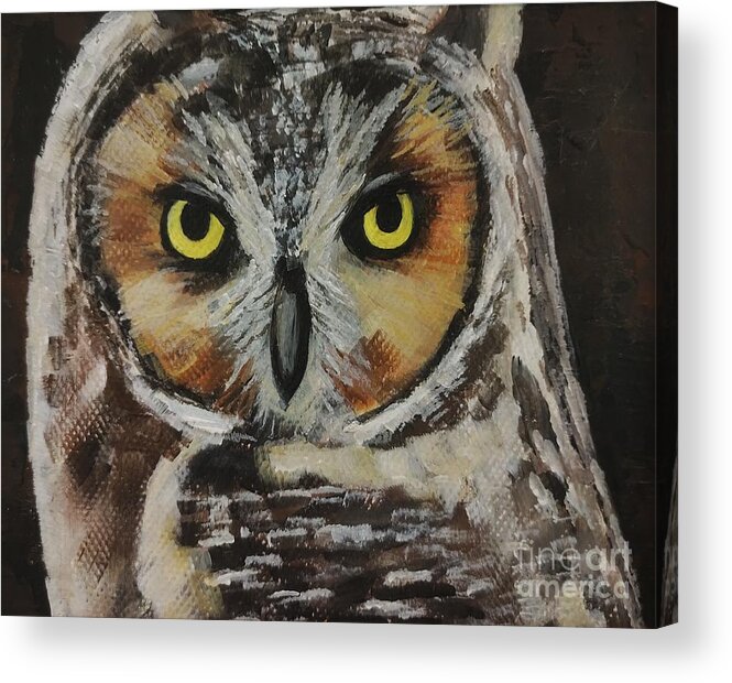 Owl Acrylic Print featuring the painting Great Horned Owl by Lisa Dionne