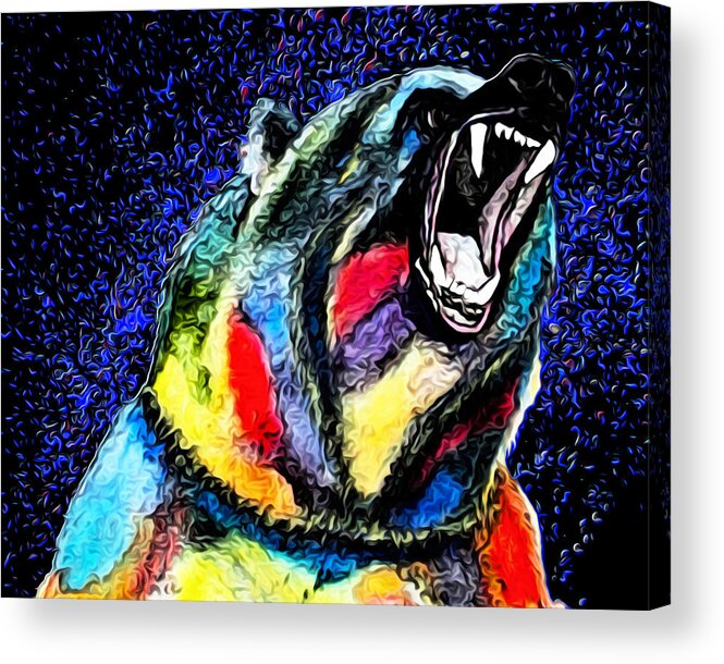 Digital Grizzly Acrylic Print featuring the digital art Grizzly's Growl by Ronald Mills