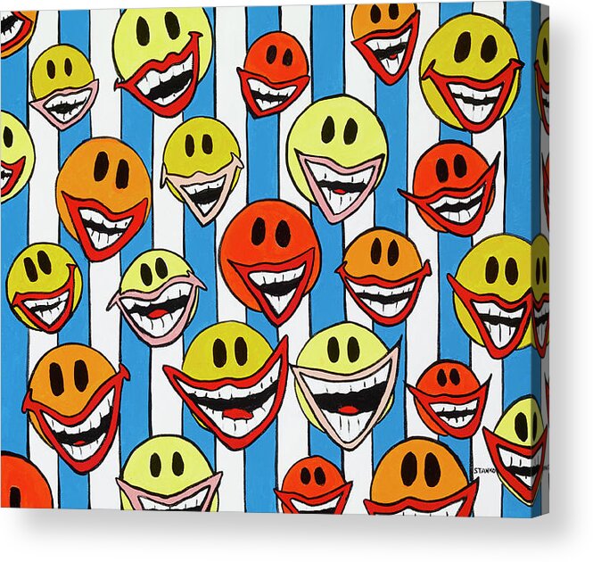 Smile Happy Laughing Acrylic Print featuring the painting Happy Smiles by Mike Stanko