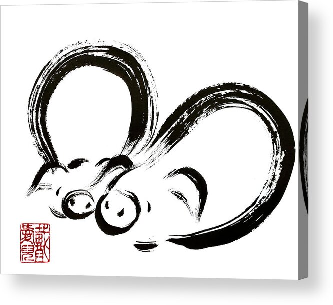Year Of The Pig Acrylic Print featuring the painting Happy Year of The Pig by Oiyee At Oystudio
