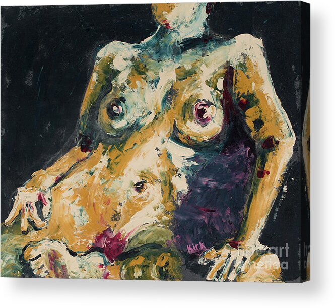 Figure Painting Acrylic Print featuring the painting Head Over Heals by PJ Kirk