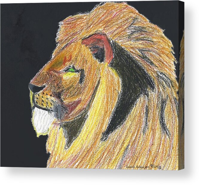 Lion Acrylic Print featuring the pastel Majestic Lion Pastel Portrait, Hear me Roar by Ali Baucom