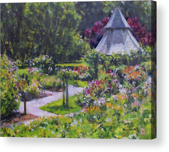 Rose Acrylic Print featuring the painting Heather Farm Rose Garden by Kerima Swain