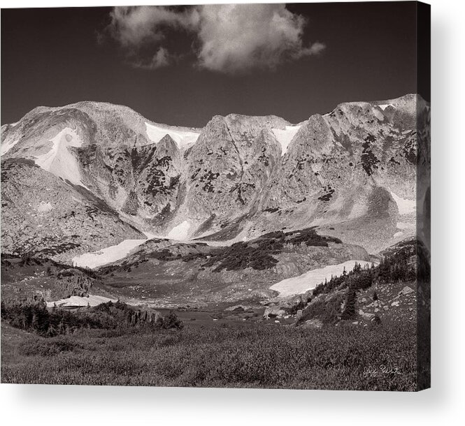 Snowy Range Acrylic Print featuring the photograph High Country Lake in Wyoming by Jeff White