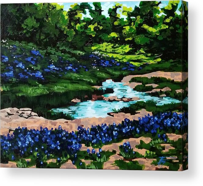 Bluebonnet Acrylic Print featuring the painting Hill Country by Allison Fox