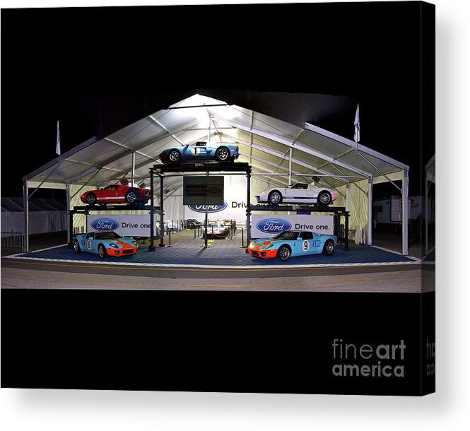 Gt40 Acrylic Print featuring the photograph Historic Ford GT40 display LeMans winning cars 8 x 10 proportions by Pete Klinger