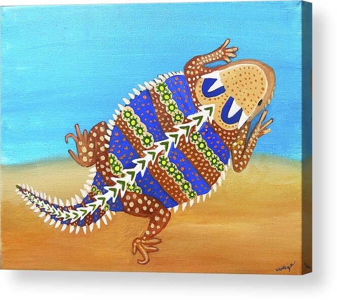 Horny Toad Acrylic Print featuring the painting Horny Toad by Christina Wedberg