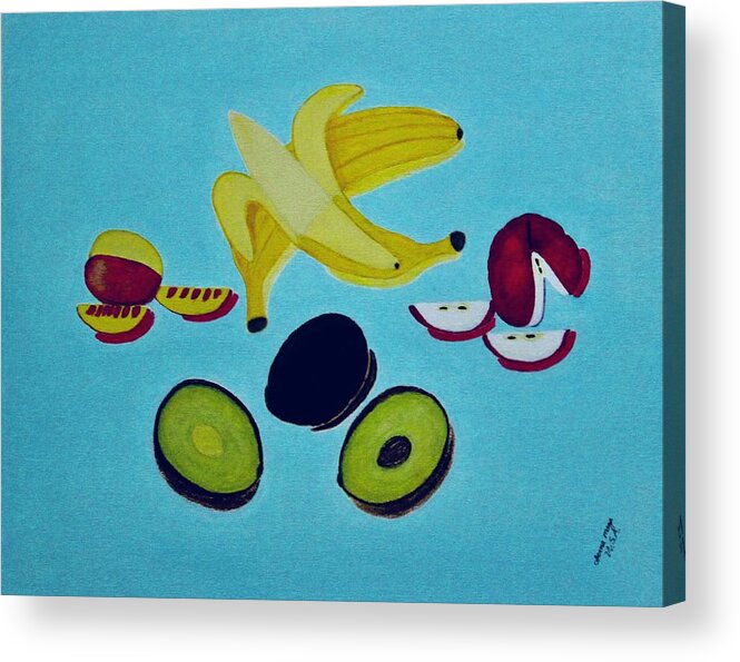 Apparel Acrylic Print featuring the painting How to Peel Cut And Slice by Lorna Maza