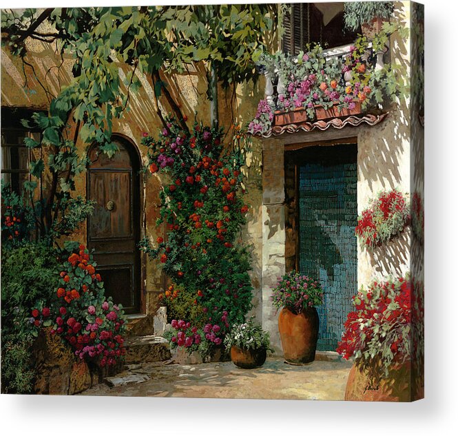 Landscape Acrylic Print featuring the painting Fiori In Cortile by Guido Borelli