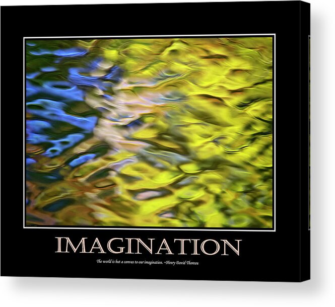 Inspirational Acrylic Print featuring the mixed media Imagination Inspirational Motivational Poster Art by Christina Rollo