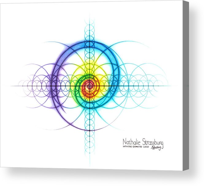 Spiral Acrylic Print featuring the drawing Intuitive Geometry Spectrum Spiral by Nathalie Strassburg