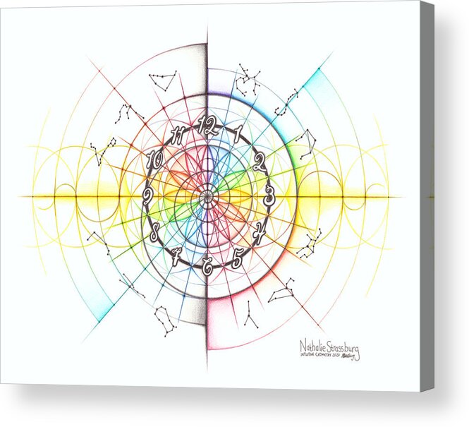 Time Acrylic Print featuring the drawing Intuitive Geometry Time by Nathalie Strassburg