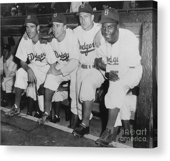 People Acrylic Print featuring the photograph Jackie Robinson and Pee Wee Reese by National Baseball Hall Of Fame Library
