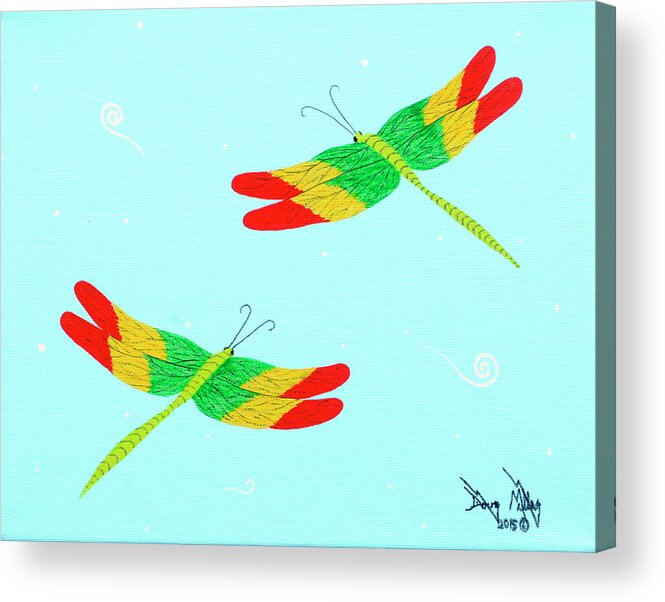 Rastafarians Acrylic Print featuring the painting Jammin' Dragonflies by Doug Miller