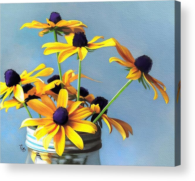 Blue Acrylic Print featuring the painting Jar of Sunshine by Tammy Lee Bradley