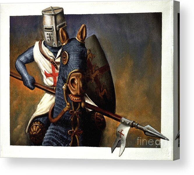 Knight Acrylic Print featuring the painting Jouster by Ken Kvamme