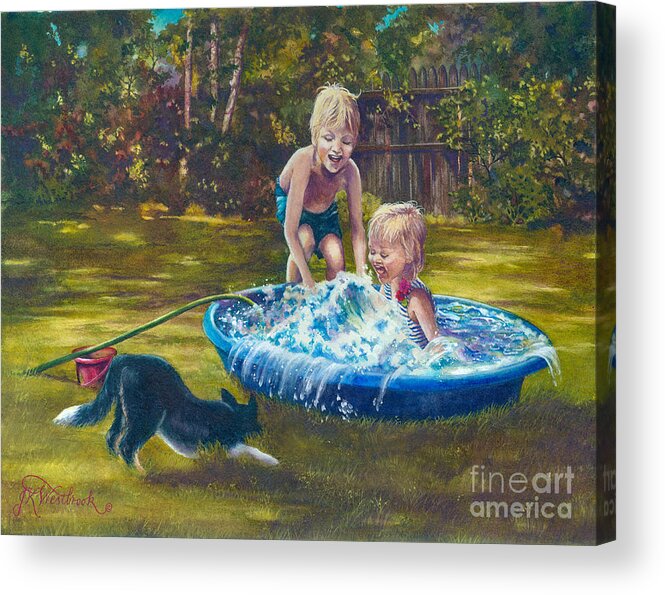 Swimming Acrylic Print featuring the painting Just Add Water by Jill Westbrook