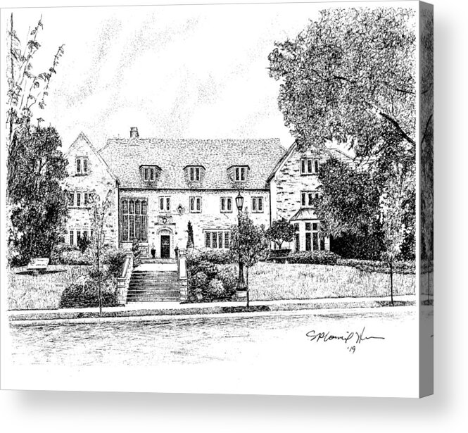 Colleges Acrylic Print featuring the drawing Kappa Alpha Theta, Indiana University, Bloomington, Indiana by Stephanie Huber