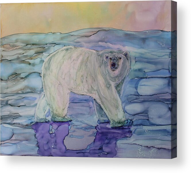 Polar Bear Acrylic Print featuring the painting King of the North by Ruth Kamenev