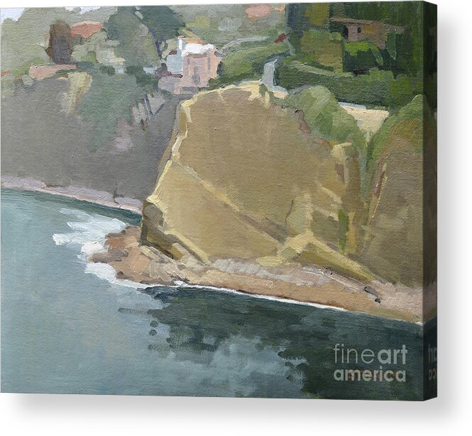 Bay Acrylic Print featuring the painting La Jolla Bay, Cliffs along Coastwalk by Paul Strahm