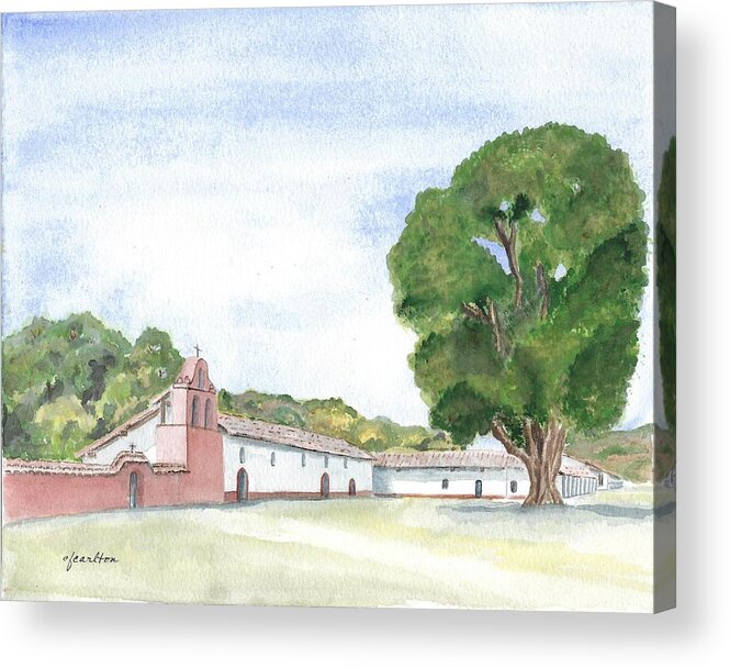California Acrylic Print featuring the painting La Purisima Mission - Watercolor by Claudette Carlton