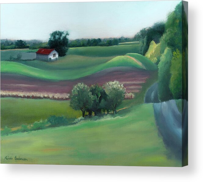 Fields Acrylic Print featuring the painting Late Summer's Fields by Linda Anderson