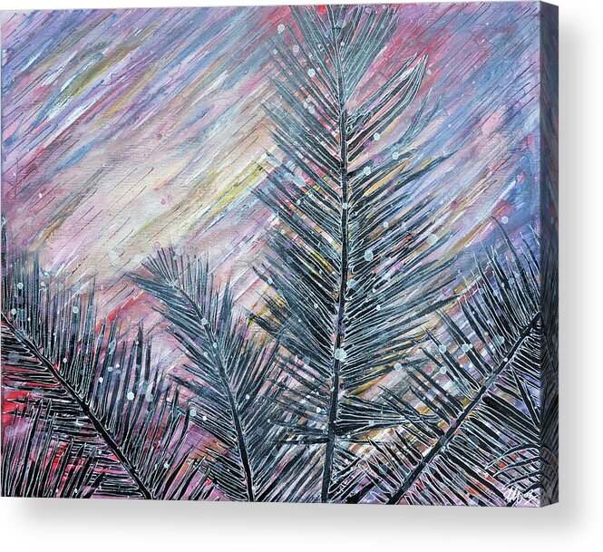 Fronds Acrylic Print featuring the painting Let's be Fronds by Laura Hol Art
