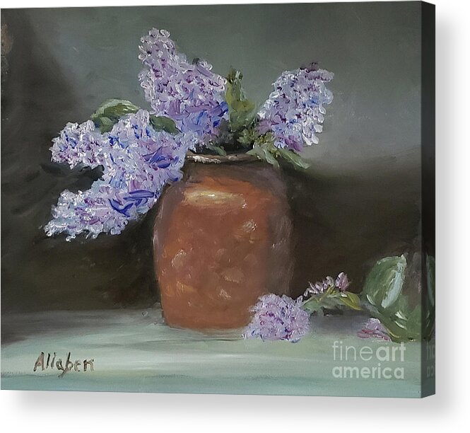 Still Life Floral Acrylic Print featuring the painting Lilacs by Stanton Allaben