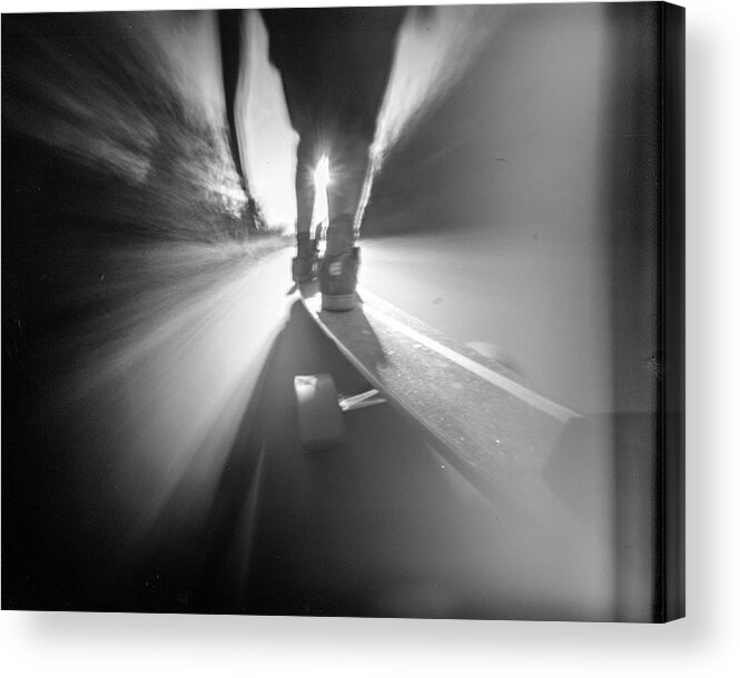 Pinhole Acrylic Print featuring the photograph Longboarding with lighthleaks by Will Gudgeon