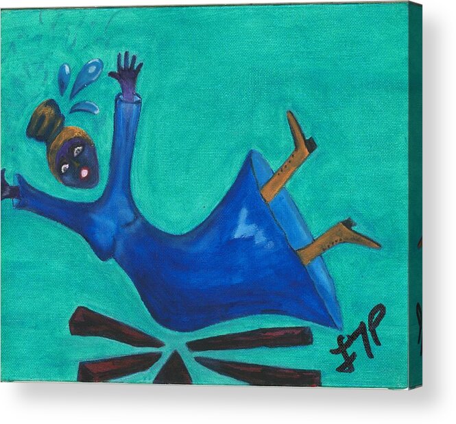 Blue Acrylic Print featuring the painting Losing My Head by Esoteric Gardens KN