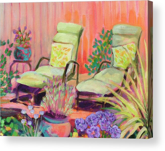 Chair Acrylic Print featuring the painting Lounge Chairs for Two by Jennifer Lommers