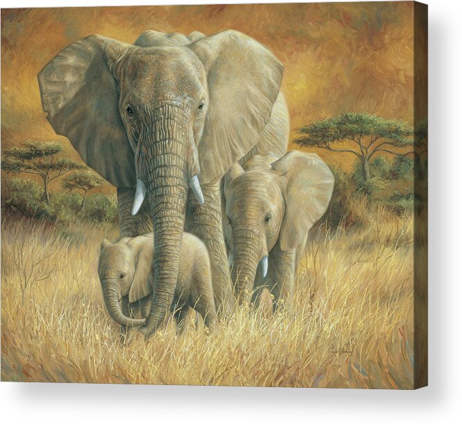 Elephant Acrylic Print featuring the painting Loving Mother by Lucie Bilodeau