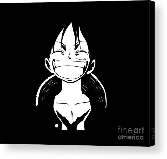 Cute Face Chibi Luffy One Piece Anime Black And White, Vector