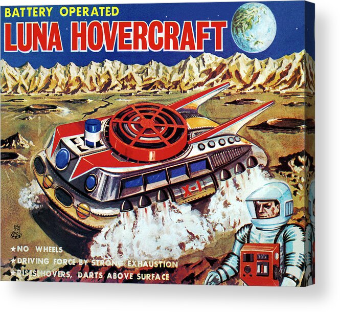 Vintage Toy Posters Acrylic Print featuring the drawing Luna Hovercraft by Vintage Toy Posters