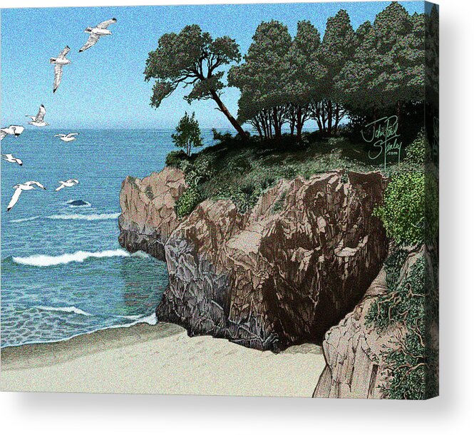 Travel Painting Acrylic Print featuring the mixed media Mendocino Headlands by John Paul Stanley
