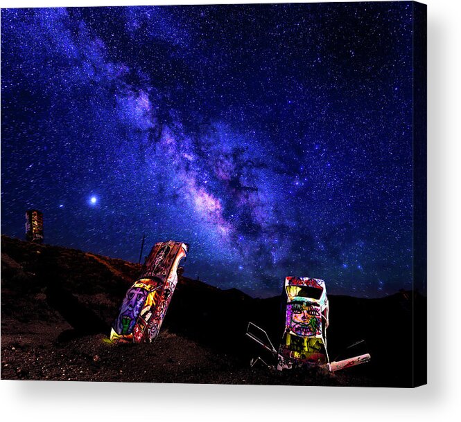 America Acrylic Print featuring the photograph Milky Way Over Mojave Graffiti 3 by James Sage