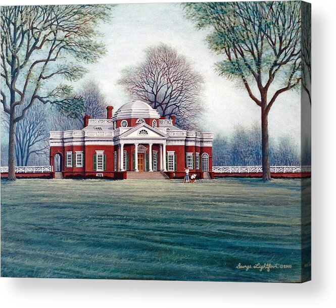 Architectural Landscape Acrylic Print featuring the painting Monticello - Thomas Jefferson's Home by George Lightfoot