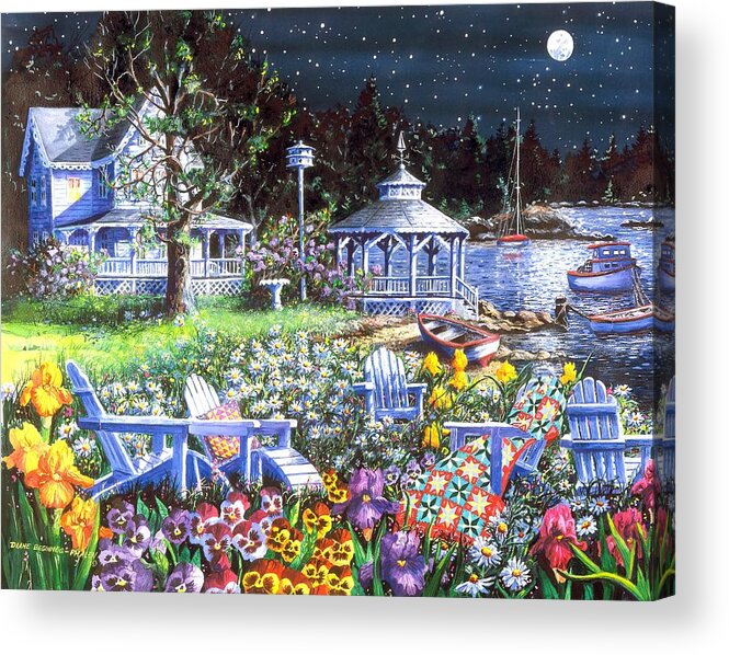 Full Moon Acrylic Print featuring the painting Moonglow by Diane Phalen