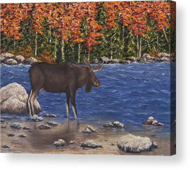 Alaska Acrylic Print featuring the painting Moose Crossing by Darice Machel McGuire