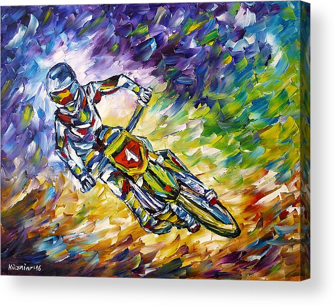 I Love Motocross Acrylic Print featuring the painting Motocross I by Mirek Kuzniar