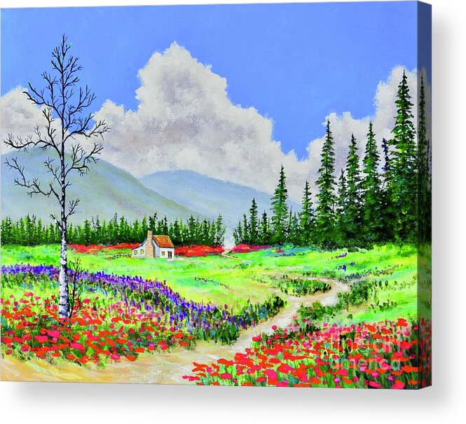 Flowers Acrylic Print featuring the painting Mountain Flowers by Mary Scott