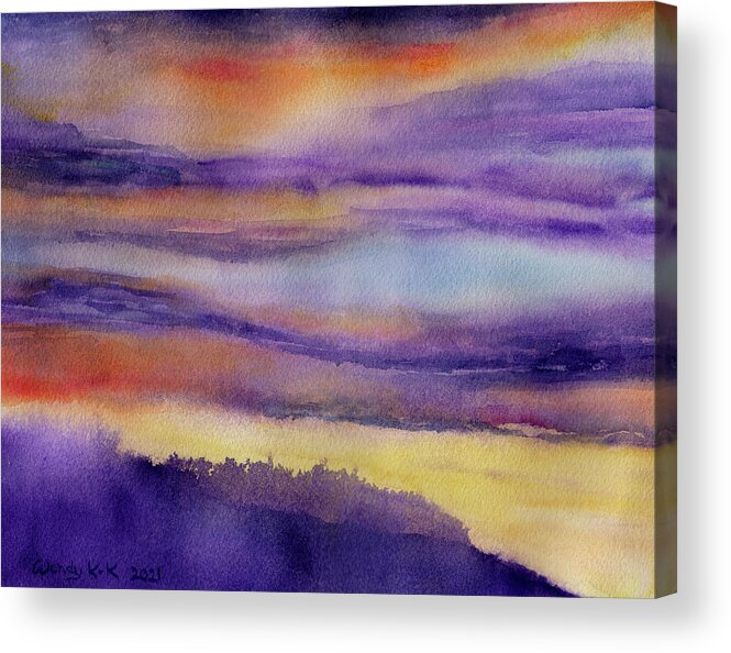Mountain Acrylic Print featuring the painting Mountain Sunset by Wendy Keeney-Kennicutt