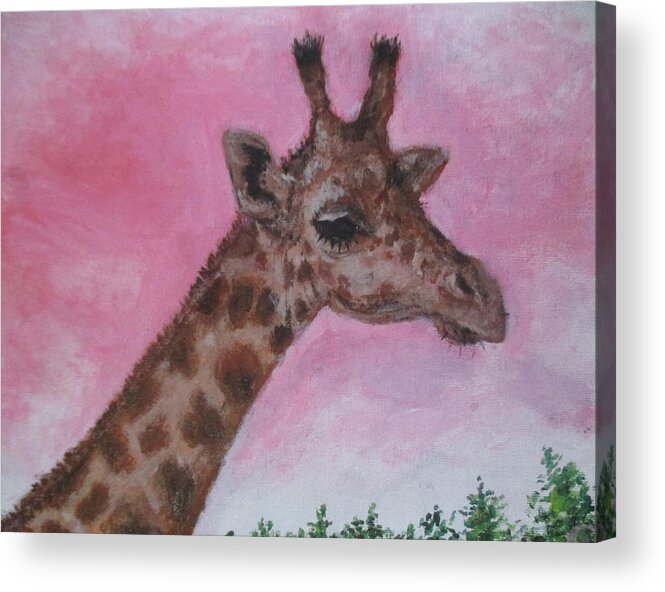 Giraffe Acrylic Print featuring the painting Mr. Giraffe by Jen Shearer