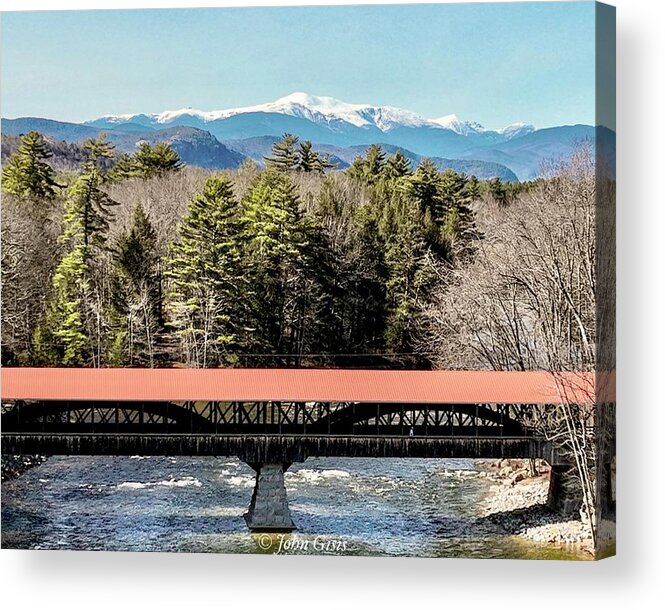 Acrylic Print featuring the photograph Mt Washington over the Saco River Covered Bridge by John Gisis