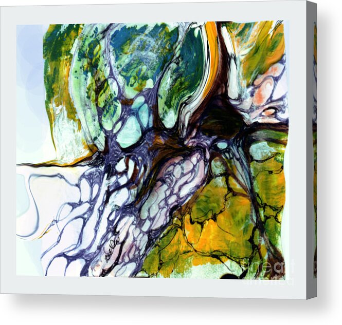 Neurographic Acrylic Print featuring the mixed media Mycelium Conversation Trees and a Windy Hill by Zsanan Studio