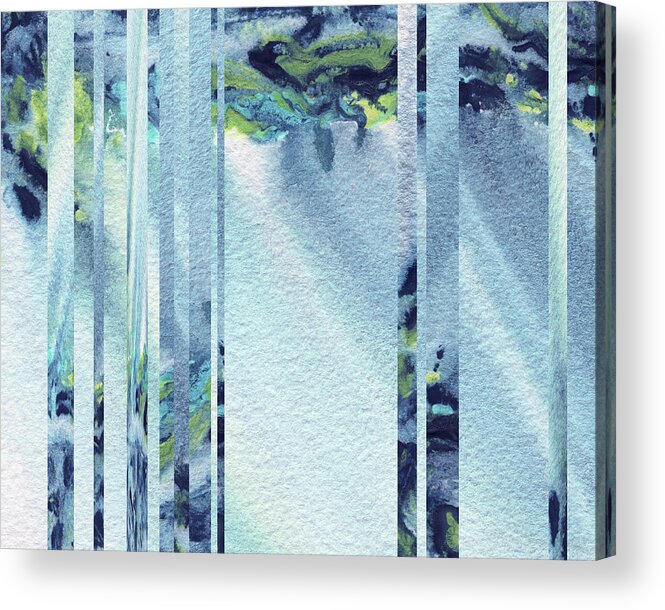 Mist Acrylic Print featuring the painting Mystic Rain Abstract Modern Decor Watercolor IV by Irina Sztukowski